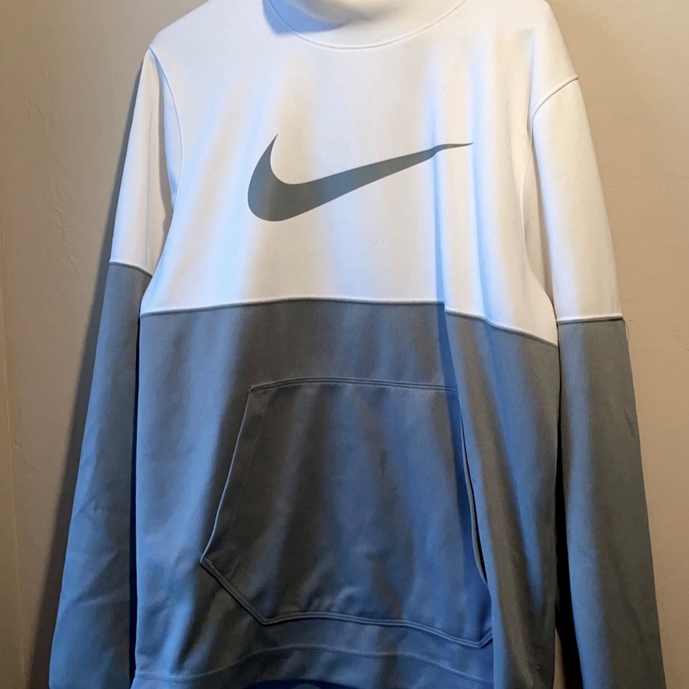 Medium White and Grey Nike Hoodie
